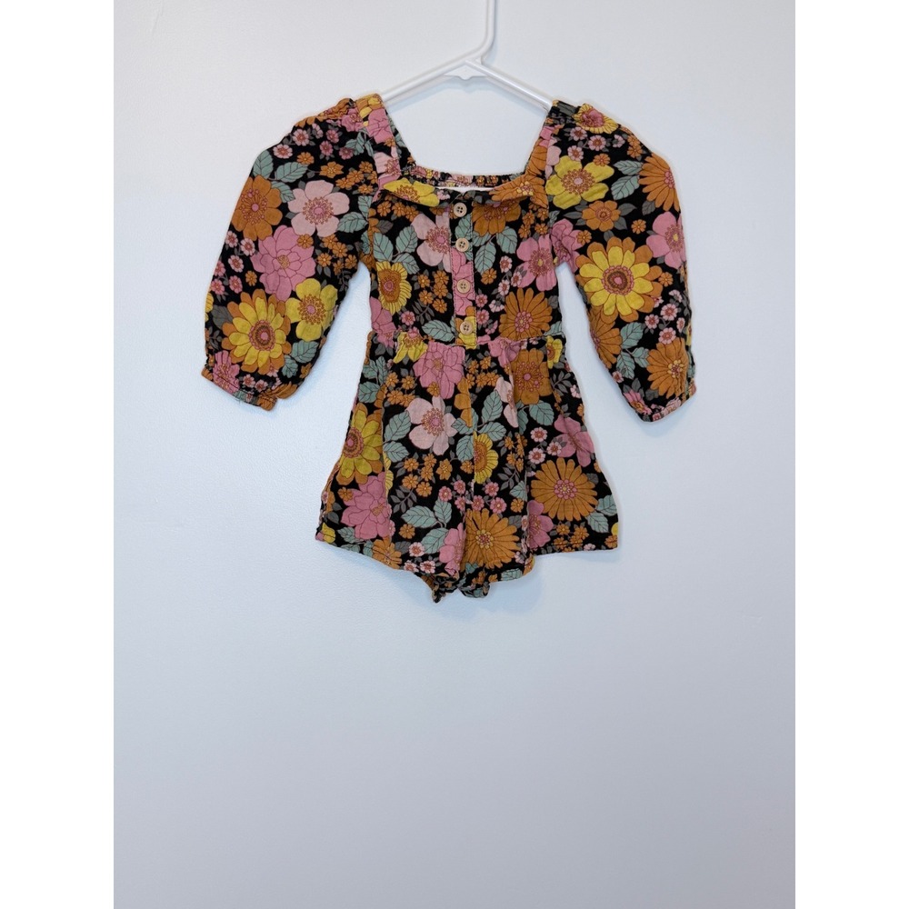 Cotton On Kids Floral Romper Long Sleeve Retro Multi-Color Size 5